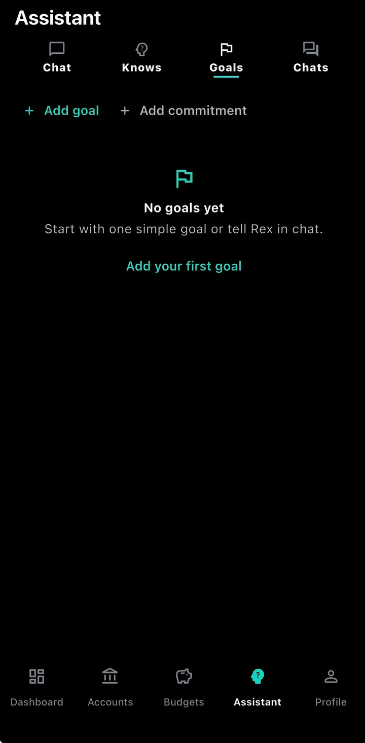 Clarity Goals screen showing plans and open threads for accountability.